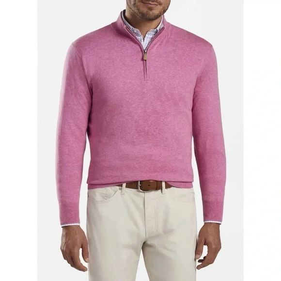 Peter Millar Crown Soft 1/4 Zip Cotton Silk Sweater Size Medium - Picture 1 of 10